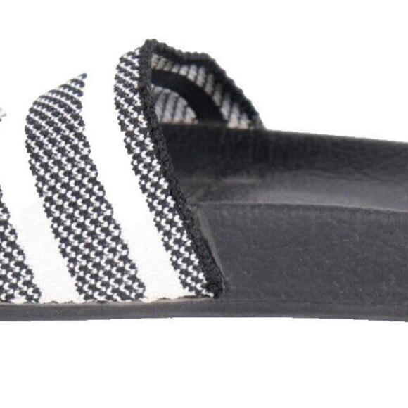 Adidas Men's US6 White Navy Blue White Sweatband Adilette Slide Slippers BB0118 - Picture 6 of 8